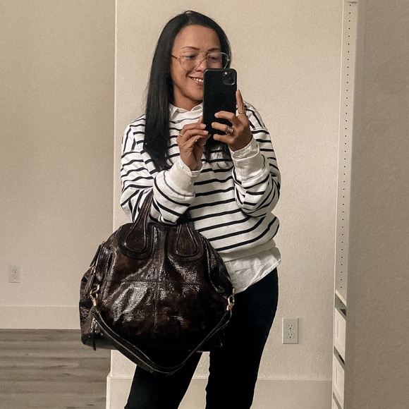 Givenchy Brown Patent Crinkled Leather Nightingale Bag - Picture 2 of 3